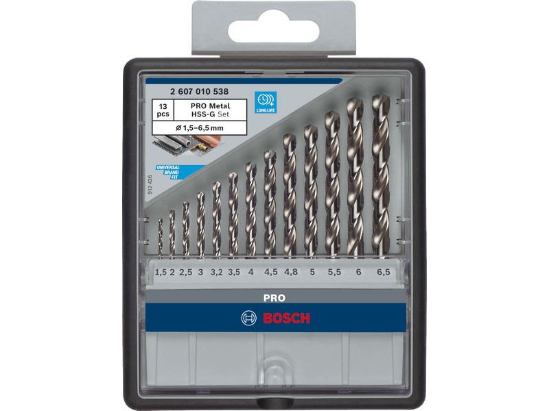 13-delni set svedrov HSS-G DIN 338 PRO Metal za kovino Bosch, 2607010538